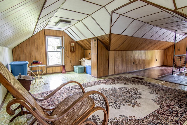 917 Whitewater Ave, Fort Atkinson, WI 53538 - additional living space featuring wood walls and vaulted ceiling