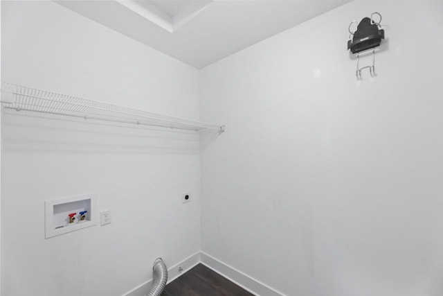 529 Century Oak Dr, Waukesha, WI 53188 - washroom featuring hookup for a washing machine, hookup for an electric dryer, baseboards, and dark wood finished floors