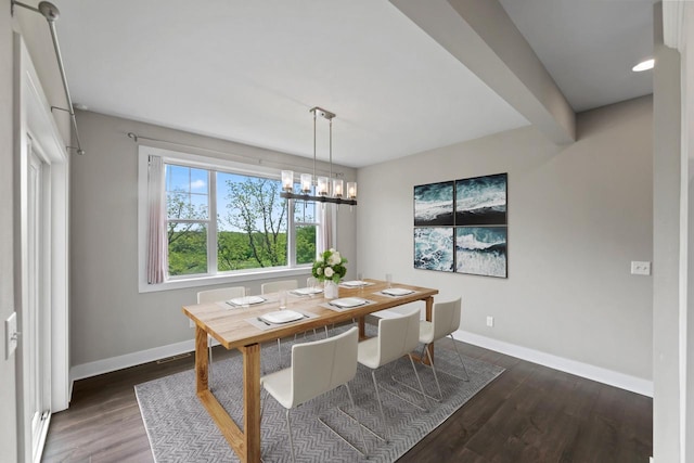 529 Century Oak Dr, Waukesha, WI 53188 - dining space featuring dark wood-style flooring, baseboards, and a chandelier