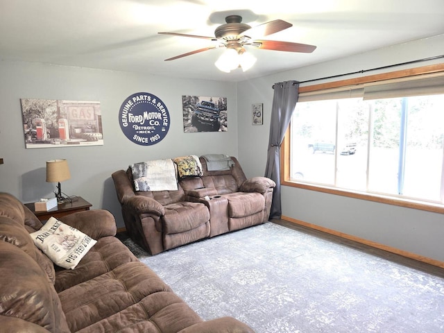 5321 Breezy Pine Dr, Wisconsin Rapids, WI 54494 - living room with ceiling fan and baseboards