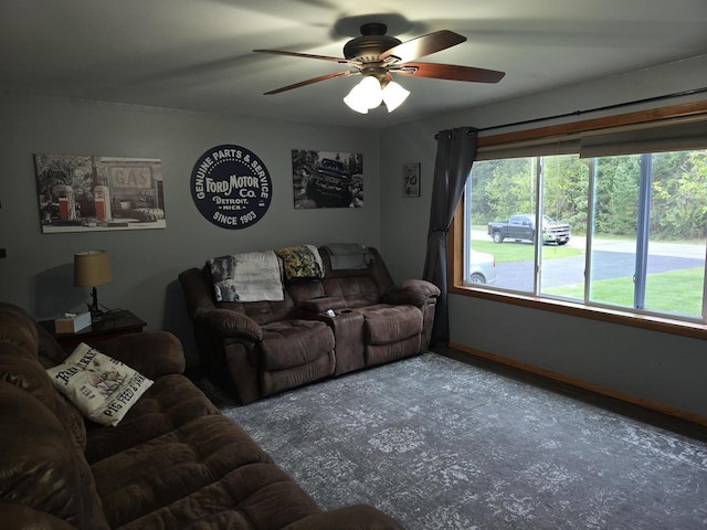 5321 Breezy Pine Dr, Wisconsin Rapids, WI 54494 - living area featuring a ceiling fan and baseboards