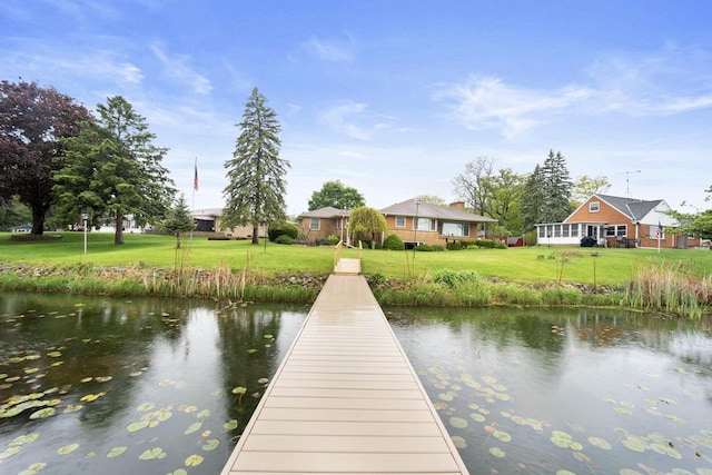 5743 Island View Ct, Waterford, WI 53185 - dock featuring a water view and a yard