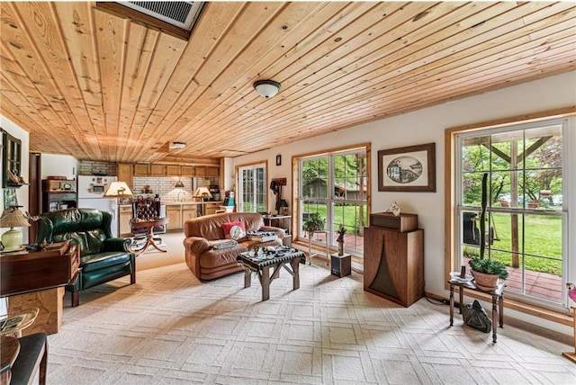 2322 243rd Ave, Cushing, WI 54006 - living area featuring wood ceiling and light carpet