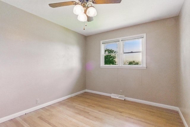 106 Elm St, Westby, WI 54667 - unfurnished room featuring baseboards, light wood-type flooring, and ceiling fan