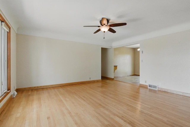106 Elm St, Westby, WI 54667 - unfurnished room with a ceiling fan, light wood-type flooring, and baseboards
