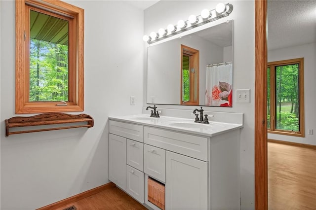 568 26th Ave, Cumberland, WI 54829 - bathroom with plenty of natural light, baseboards, and double vanity