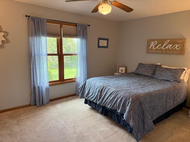 35 Sammy Jo Cir, Fond Du Lac, WI 54935 - bedroom featuring light carpet, baseboards, and a ceiling fan
