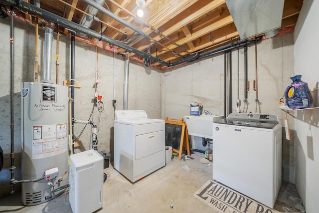 7459 Jensen Rd, Oshkosh, WI 54904 - unfinished basement with water heater and washer and dryer