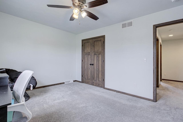 N406 Marion Ave, Appleton, WI 54915 - office with light carpet, baseboards, and a ceiling fan