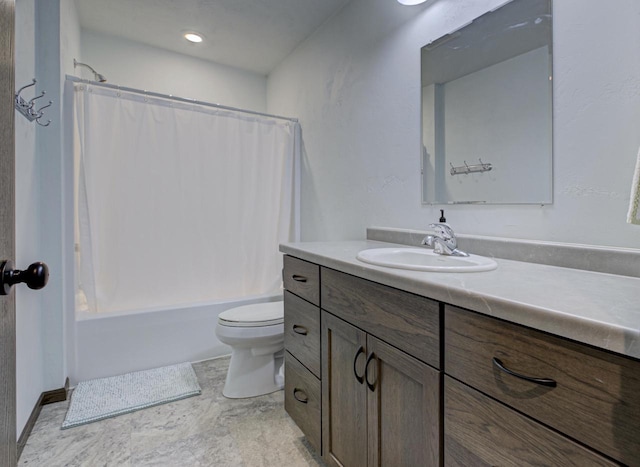 N406 Marion Ave, Appleton, WI 54915 - full bathroom featuring toilet, vanity, and shower / bathtub combination with curtain