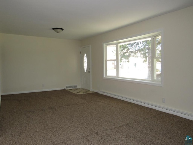 701 N 22nd St, Superior, WI 54880 - empty room featuring baseboard heating, carpet floors, and baseboards