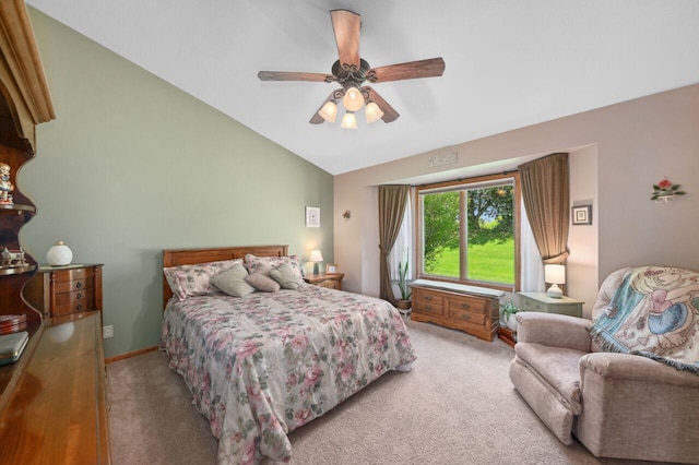 1420 Hidden Fields Dr, West Bend, WI 53095 - bedroom with lofted ceiling, carpet, and a ceiling fan