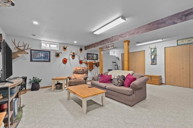 557 Center St, Berlin, WI 54923 - carpeted living area featuring recessed lighting and baseboards