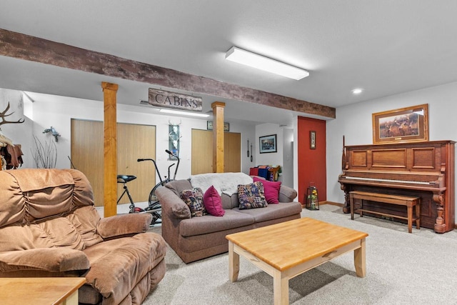 557 Center St, Berlin, WI 54923 - living area featuring light colored carpet, recessed lighting, and baseboards