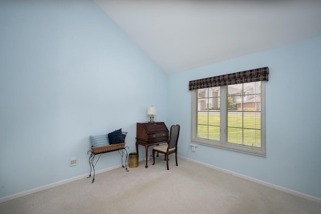 8707 Westlake Dr, Greendale, WI 53129 - carpeted home office with lofted ceiling and baseboards