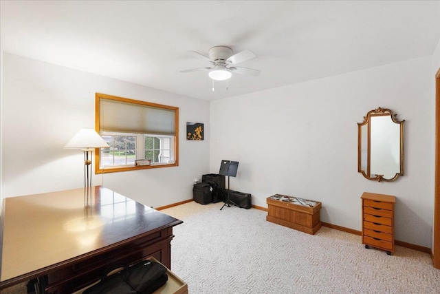 119 Summit Ct, Columbus, WI 53925 - home office featuring ceiling fan, carpet, and baseboards
