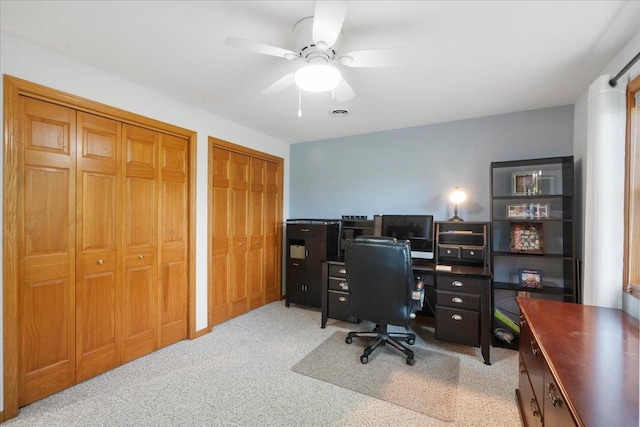 119 Summit Ct, Columbus, WI 53925 - office space featuring ceiling fan and light carpet