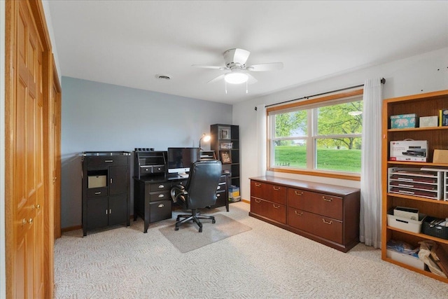 119 Summit Ct, Columbus, WI 53925 - office area featuring light carpet and ceiling fan