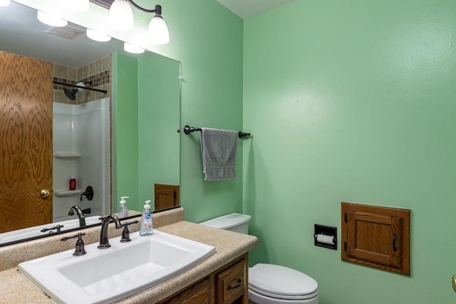 1074 Pendleton Rd, Neenah, WI 54956 - full bath featuring toilet, vanity, and a shower