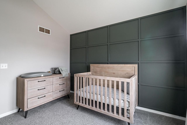 6544 Biscayne Ave, Mount Pleasant, WI 53406 - carpeted bedroom with lofted ceiling and a nursery area