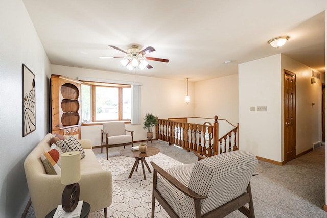 3324 96th St, Sturtevant, WI 53177 - living room with ceiling fan, light colored carpet, and baseboards