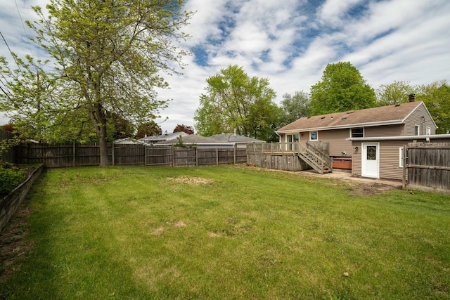 3324 96th St, Sturtevant, WI 53177 - view of yard with a deck and stairway