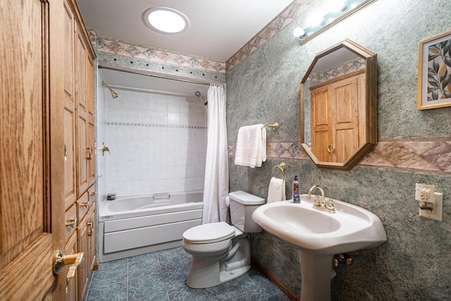3324 96th St, Sturtevant, WI 53177 - full bathroom with toilet, shower / bath combo, and tile patterned floors