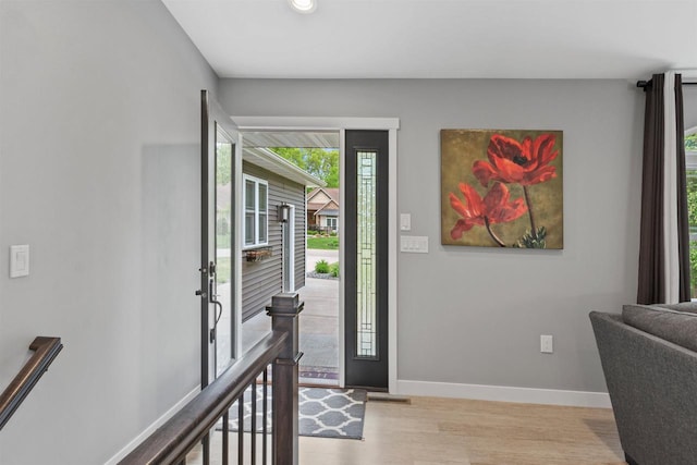1930 Waterview Blvd, Plover, WI 54467 - entryway with light wood finished floors, baseboards, and recessed lighting