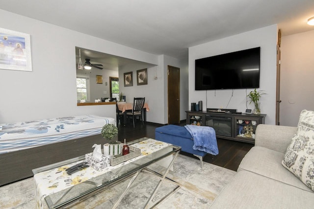 10065 S Cindy Ln, Oak Creek, WI 53154 - living area with wood finished floors and ceiling fan