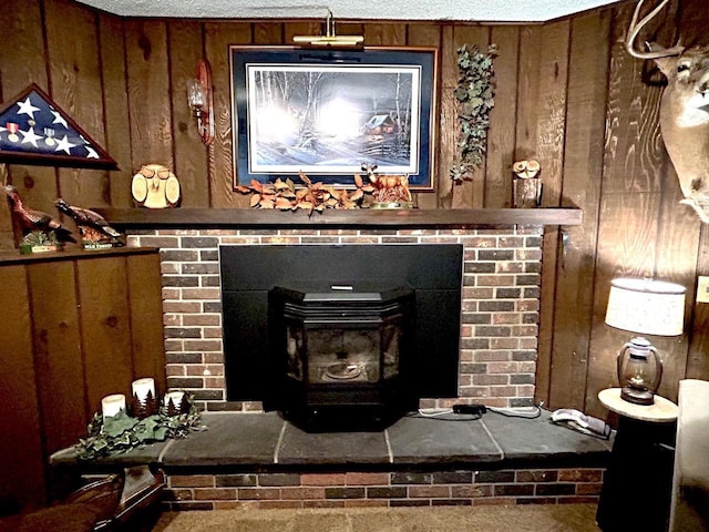 2621 Golf Course Rd, Wisconsin Rapids, WI 54494 - detailed view of a wood stove and wood walls