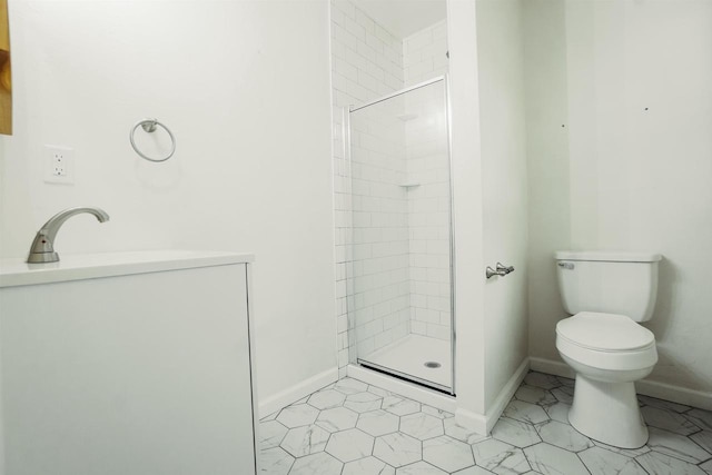 85 N Reserve Ave, Fond Du Lac, WI 54935 - bathroom with toilet, a shower stall, baseboards, and tile patterned flooring