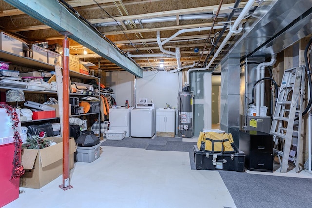 5304 Ski Ln, Weston, WI 54476 - unfinished basement featuring gas water heater, washing machine and clothes dryer, and a sink
