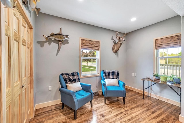 127 Flora St, Pulaski, WI 54162 - living area featuring wood finished floors, baseboards, and recessed lighting