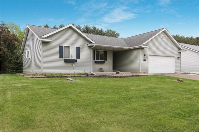 2531 Balsam Ct, Eau Claire, WI 54703 - ranch-style house with a garage, a front yard, concrete driveway, and roof with shingles