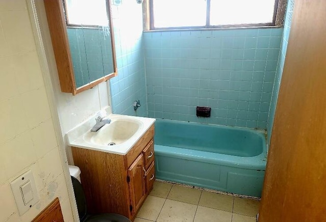 3602 N 85th St Unit 3604, Milwaukee, WI 53222 - full bathroom with vanity, tile patterned flooring, and bathing tub / shower combination