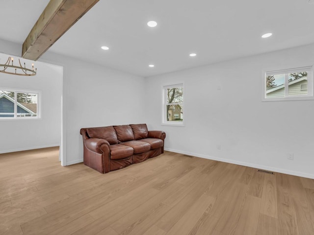 4208 Locust St, Delavan, WI 53115 - sitting room with light wood-style flooring, baseboards, and recessed lighting