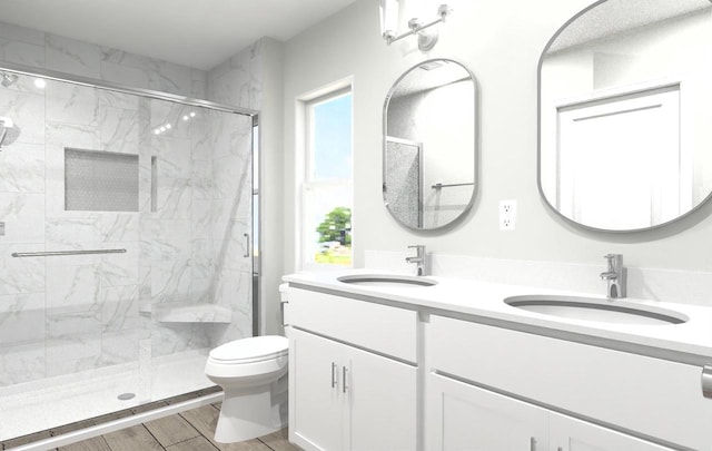 460 Parker Dr Unit Lt6, Genoa City, WI 53128 - full bathroom featuring a marble finish shower, double vanity, and toilet