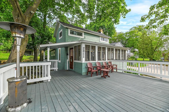 2811 Alpine Ln, Delavan, WI 53115 - wooden terrace featuring a sunroom