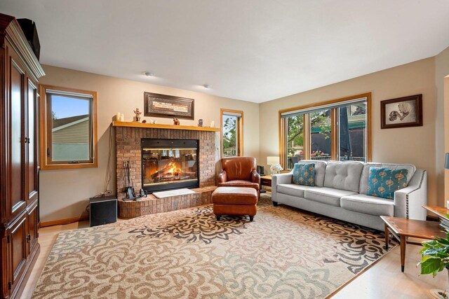 1346 Partridge Ct, Oshkosh, WI 54904 - living room with a fireplace and light wood-style floors