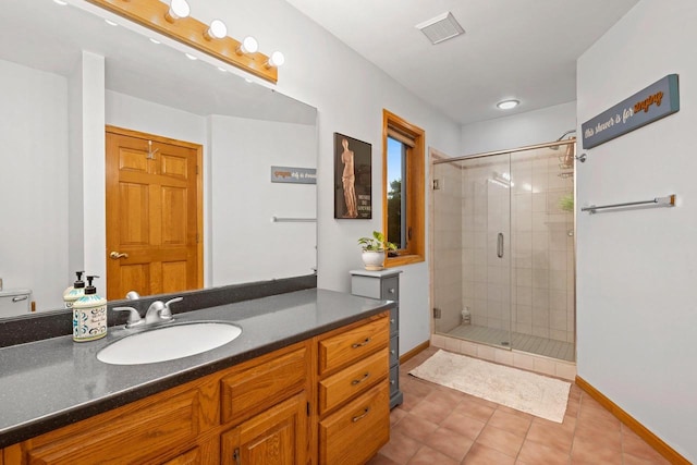 1346 Partridge Ct, Oshkosh, WI 54904 - full bath with a shower stall, vanity, baseboards, and tile patterned flooring