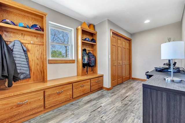 4600 Kamper Ln, Denmark, WI 54208 - office featuring light wood-type flooring, baseboards, and recessed lighting
