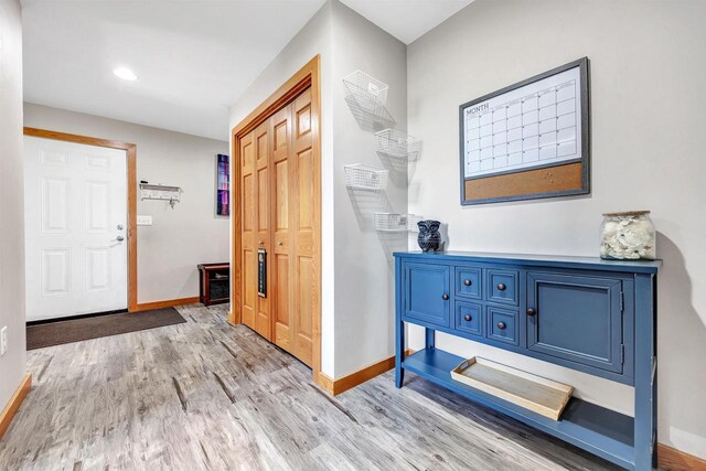 4600 Kamper Ln, Denmark, WI 54208 - foyer entrance with baseboards, light wood finished floors, and recessed lighting