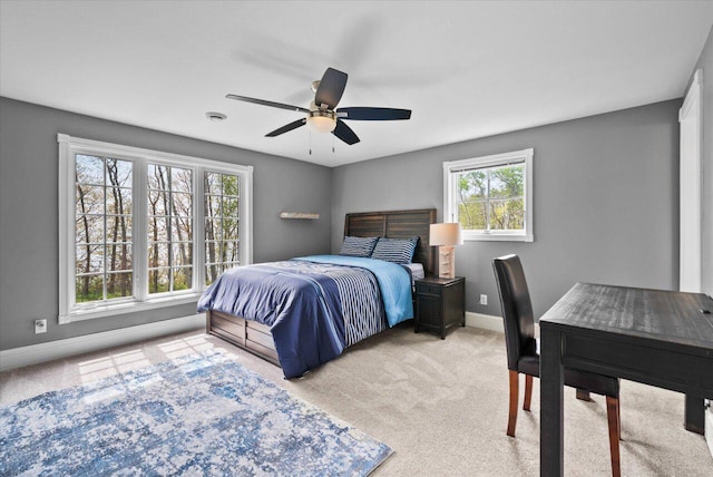 4320 High, Point Beach Lane, Port Washington, WI 53074 - carpeted bedroom with baseboards and ceiling fan