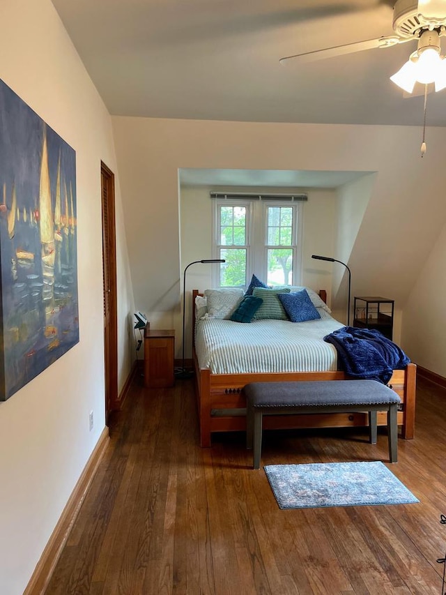 620 W Rock Pl, Glendale, WI 53209 - bedroom featuring hardwood / wood-style floors, baseboards, and ceiling fan