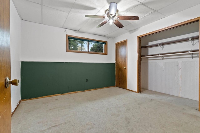 1330 Pinehurst Ln, Neenah, WI 54956 - unfurnished bedroom with carpet, a ceiling fan, a drop ceiling, and baseboards