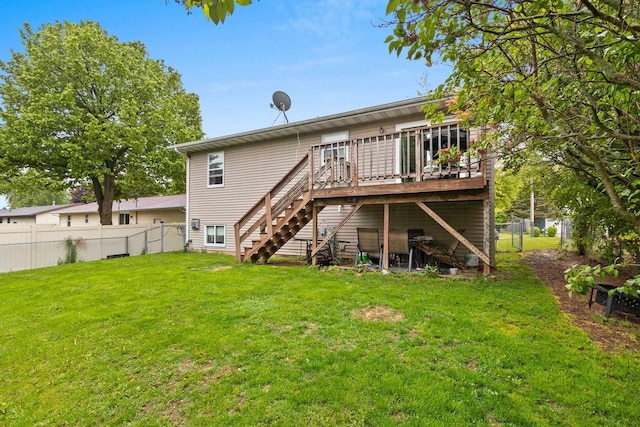 1330 Pinehurst Ln, Neenah, WI 54956 - back of house with stairway and a wooden deck