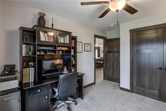 16437 56th Ave, Chippewa Falls, WI 54729 - office featuring a ceiling fan, light carpet, and baseboards