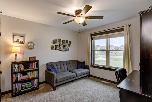 16437 56th Ave, Chippewa Falls, WI 54729 - office area with carpet, a ceiling fan, and baseboards