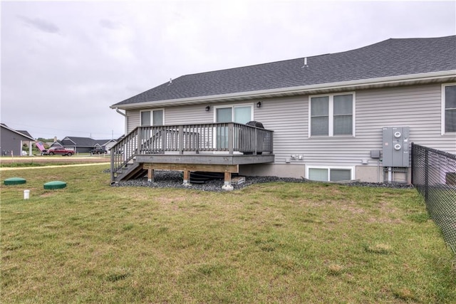 16437 56th Ave, Chippewa Falls, WI 54729 - rear view of property featuring a wooden deck and a shingled roof