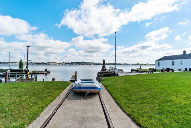 440 N Hudson Ave, Sturgeon Bay, WI 54235 - dock featuring a water view and a yard